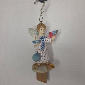 Vintage Angel Ornament Patriotic USA Flag‎ Coastal Beach Roman, Inc 1999